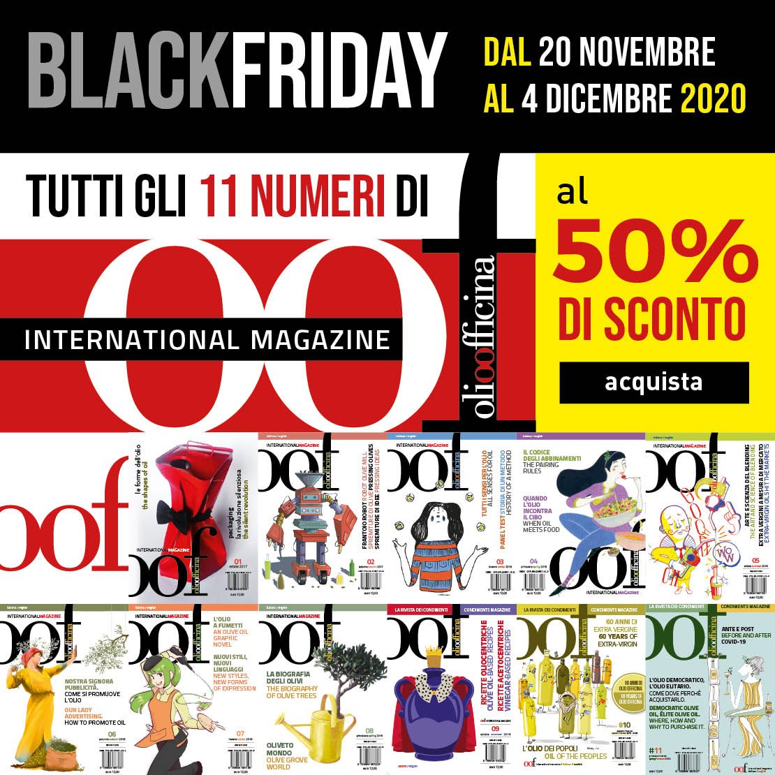 Il black friday è l'occasione per avere tutti gli undici numeri OOF International Magazine