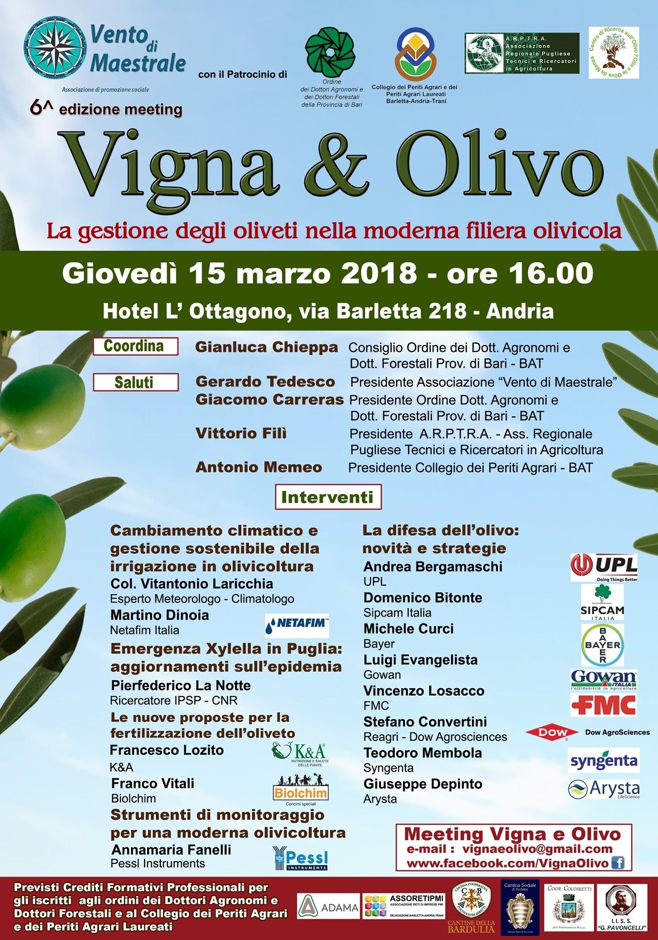 Andria, 15 marzo: Vigna&Olivo 2018 dedicato al comparto olivicolo