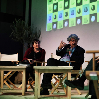 Angela Frenda, del Corriere della Sera, Luigi Caricato e Angelo Cremonini, di Olitalia, a Olio Officina Festival 2016