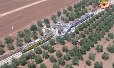 Lo scontro di due treni tra gli olivi
