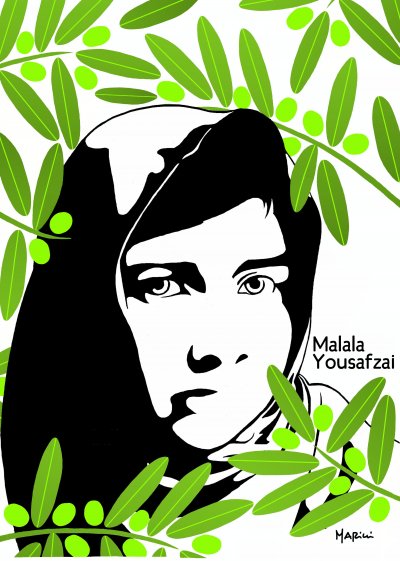 Malala tra le fronde di olivo