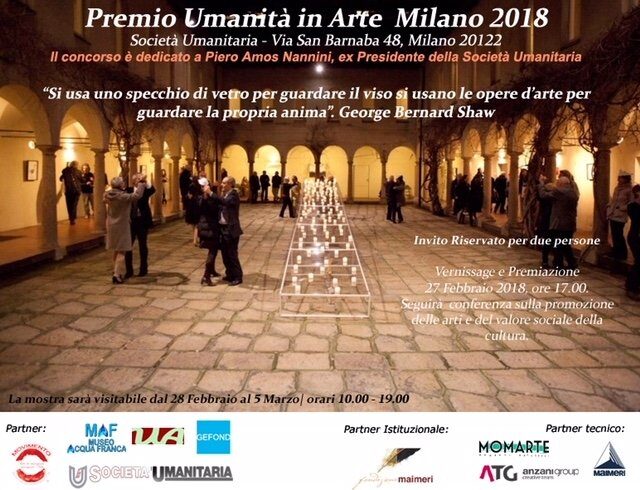 Milano, prende il via il Premio Umanità in Arte 2018