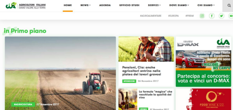 Nuovo sito web per la Cia Agricoltori Italiani
