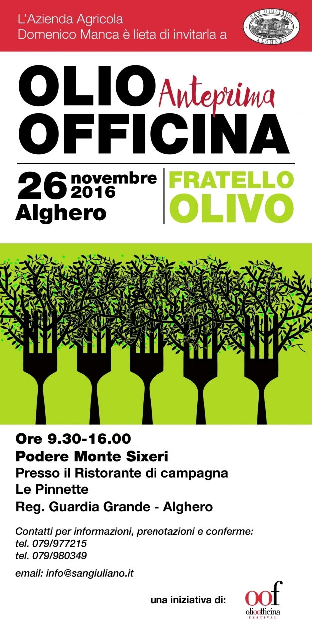 Alghero, il 26 novembre Olio Officina Anteprima